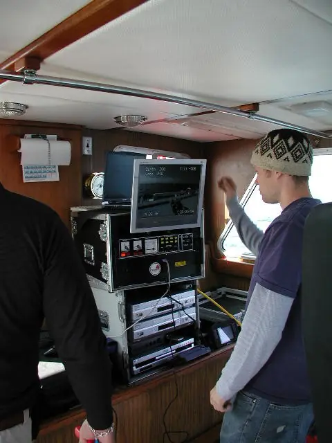 Survey and video monitoring equipment aboard a work vessel